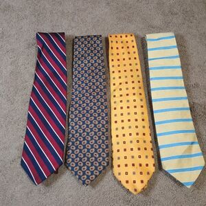 Lot of 4 Brooks Brothers Makers Silk Neckties Striped, Paisley Pattern, Flower